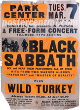 Black Sabbath plus Wild Turkey concert poster